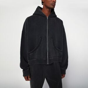 Entire Studios Washed Black Hooded Cotton Sweatshirt Men